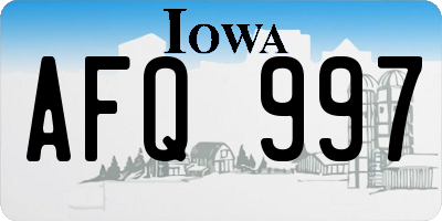 IA license plate AFQ997