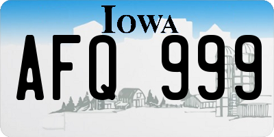 IA license plate AFQ999