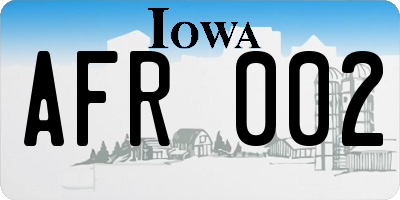 IA license plate AFR002