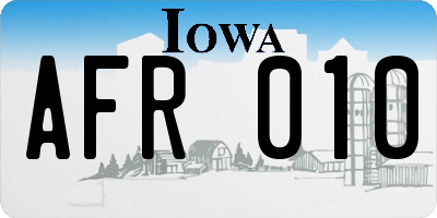 IA license plate AFR010