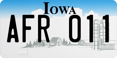 IA license plate AFR011