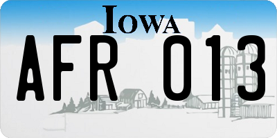 IA license plate AFR013