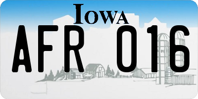 IA license plate AFR016