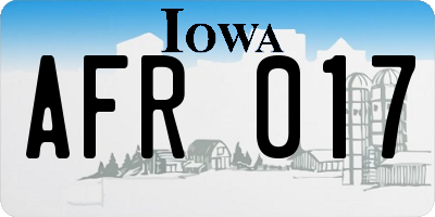 IA license plate AFR017