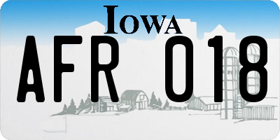 IA license plate AFR018