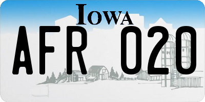 IA license plate AFR020