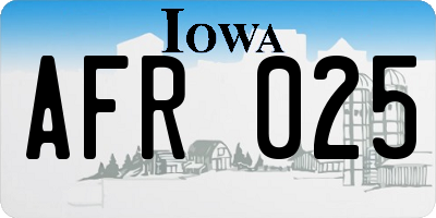 IA license plate AFR025