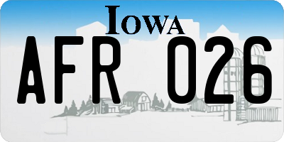 IA license plate AFR026