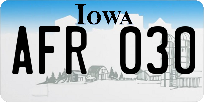 IA license plate AFR030