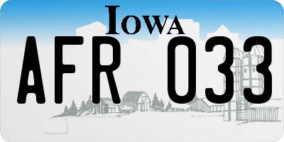 IA license plate AFR033