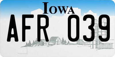 IA license plate AFR039