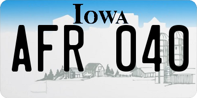 IA license plate AFR040