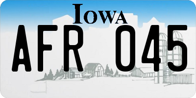IA license plate AFR045