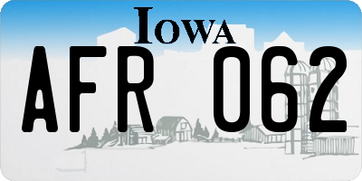 IA license plate AFR062