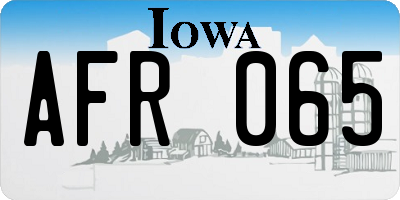 IA license plate AFR065
