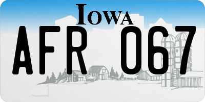 IA license plate AFR067
