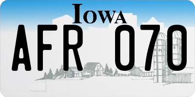 IA license plate AFR070