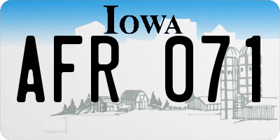IA license plate AFR071