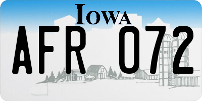 IA license plate AFR072