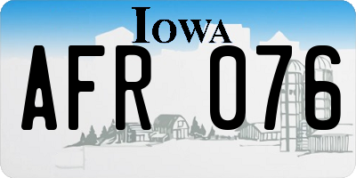IA license plate AFR076