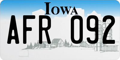 IA license plate AFR092