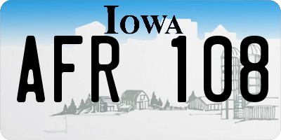 IA license plate AFR108