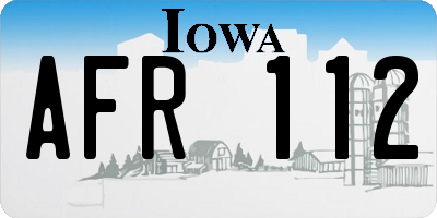 IA license plate AFR112