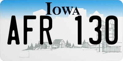IA license plate AFR130