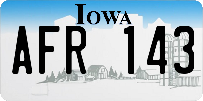 IA license plate AFR143