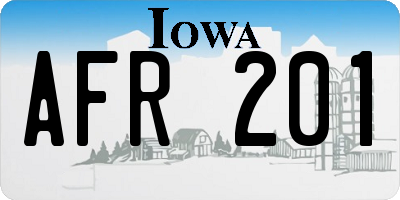 IA license plate AFR201