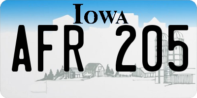 IA license plate AFR205
