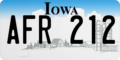 IA license plate AFR212