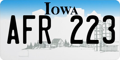 IA license plate AFR223