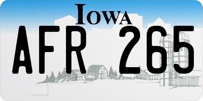 IA license plate AFR265