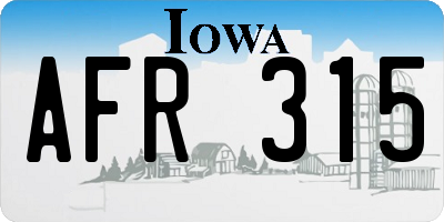 IA license plate AFR315