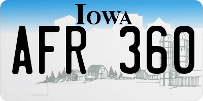 IA license plate AFR360