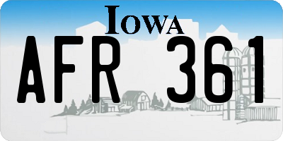 IA license plate AFR361