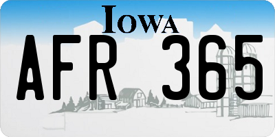 IA license plate AFR365