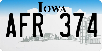 IA license plate AFR374