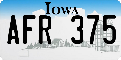 IA license plate AFR375