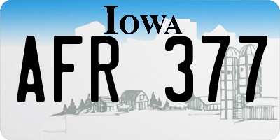 IA license plate AFR377