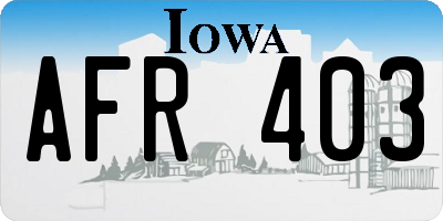 IA license plate AFR403