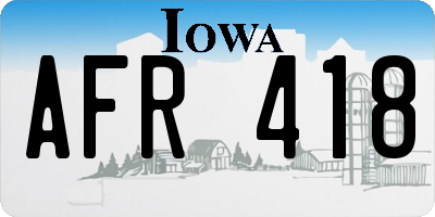 IA license plate AFR418