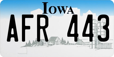 IA license plate AFR443