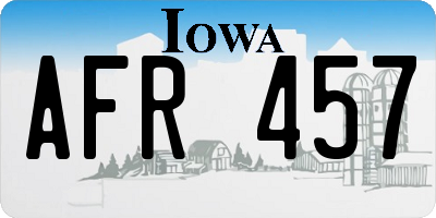 IA license plate AFR457