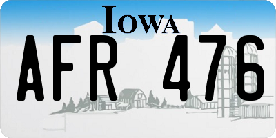 IA license plate AFR476