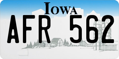 IA license plate AFR562