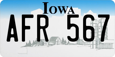 IA license plate AFR567