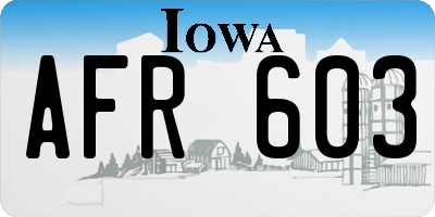 IA license plate AFR603