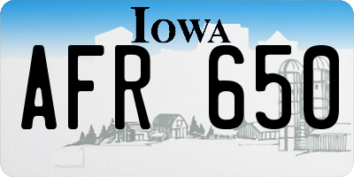 IA license plate AFR650